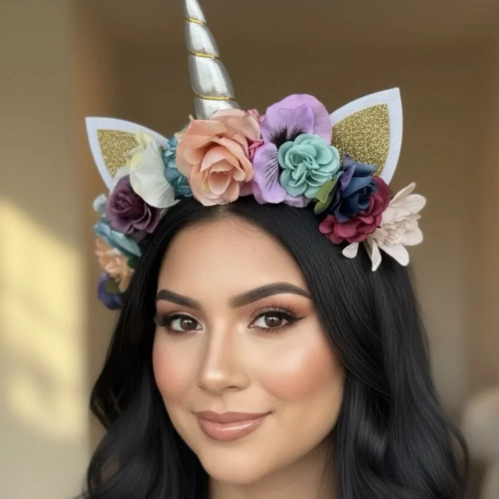 Cute & colorful Hand-crafted Unicorn flower crown